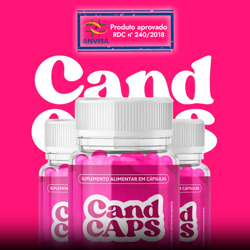 Mockup Cand Caps Suplemento Natural para Candidíase. Aprovado Anvisa RDC 240/2018