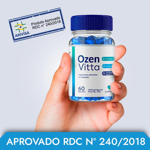 Pote Ozen Vitta Suplemento Emagrecedor Natural com 13 componentes. Dispensado de Registro ANVISA RDC 240/2018.