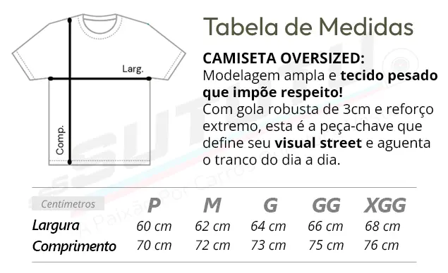Tabela de Medidas da Camiseta Oversized