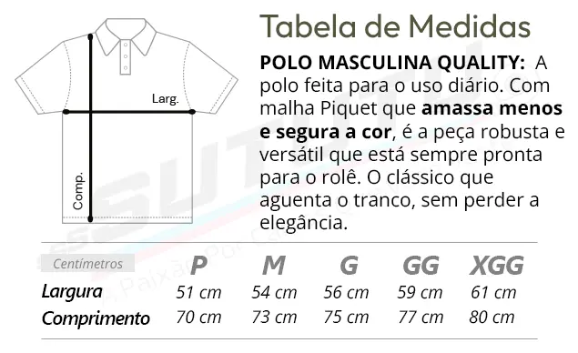 Tabela de Medidas da Polo Quality